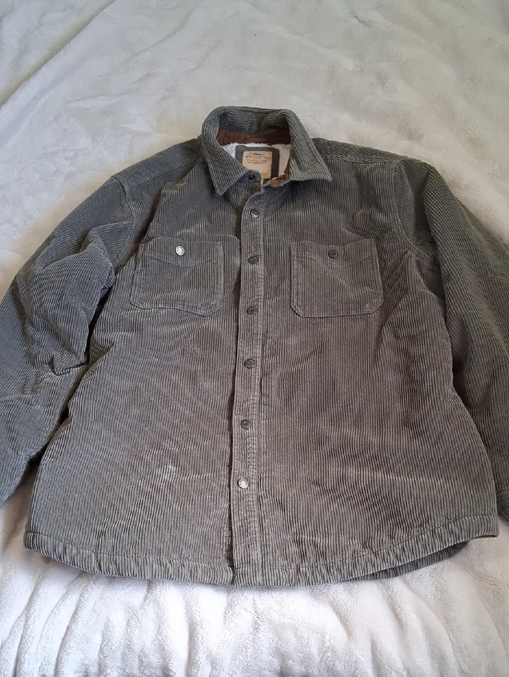 Telluride Clothing Company Corduroy Button-Front Shirt Jacket in Grey